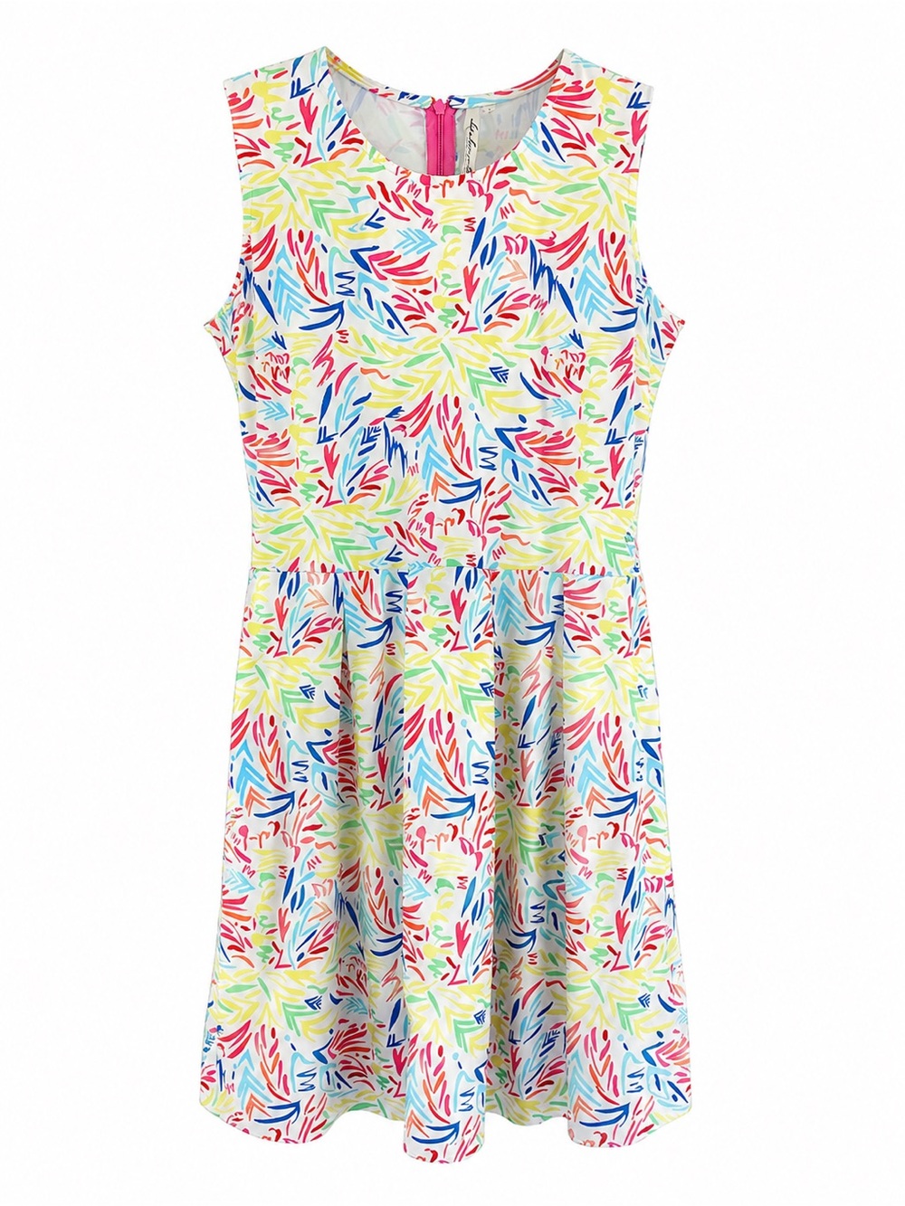 Lulu-B SPF Cooling Colorful Abstract Print Sleeveless Fit & Flare Dress M - Picture 1 of 13